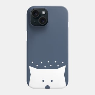 Peek-a-Boo Bear with Starry Night, White and Navy Blue Phone Case