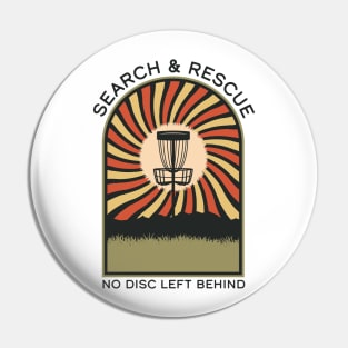 Search & Rescue No Left Disc Behind | Disc Golf Vintage Retro Arch Mountains Pin