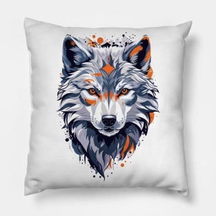 Gray Wolf AI Art Pillow