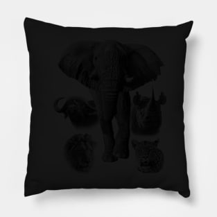 Africa's Iconic Big Five Wildlife Artwork Pillow