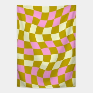 Checkerboard Retro Wavy Pattern Tapestry