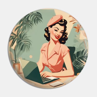 Vintage Vibes Art Macbook Retro Pin Up Girl Wink Pin