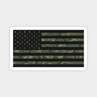 US Flag - Woodland Black Magnet