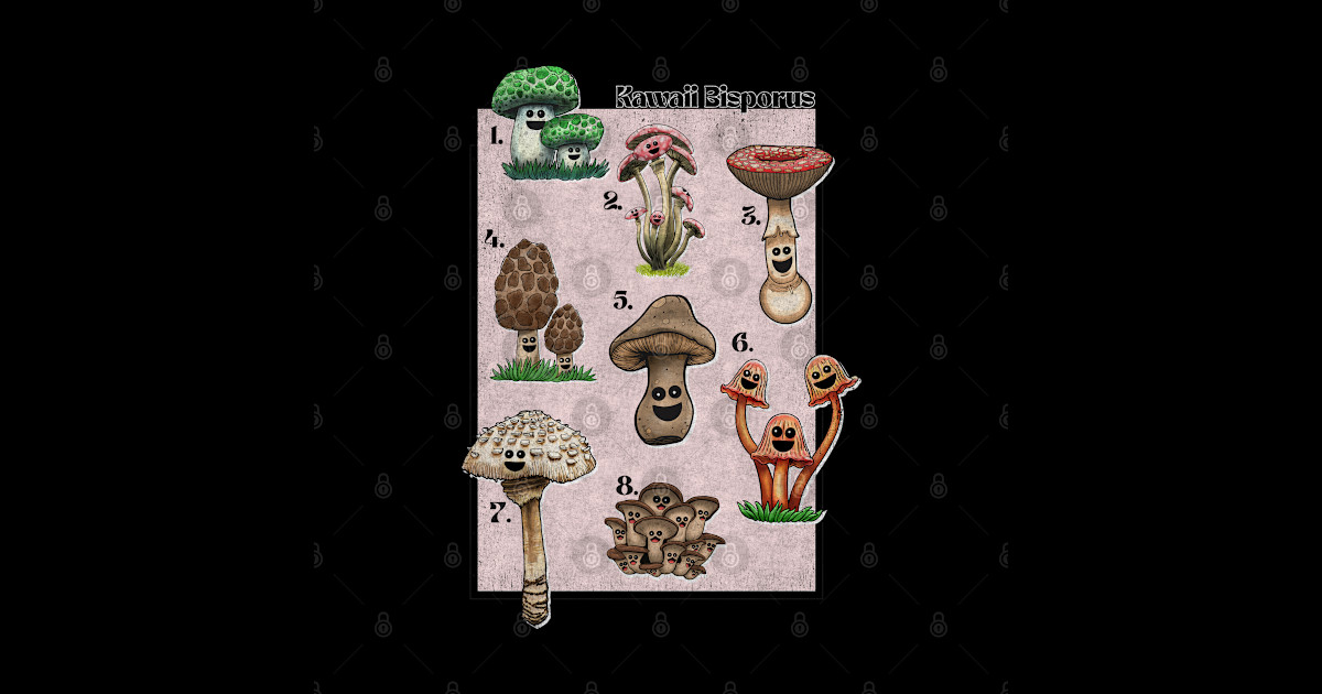 Kawaii Bosporus Mushroom Field Guide - Mushrooms - Posters and Art ...