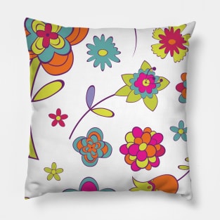 Bold Groovy Floral Pattern Pillow