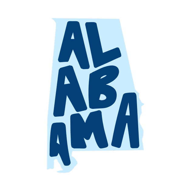 Alabama Doodle Letters Map Outline- blue by emilystp23