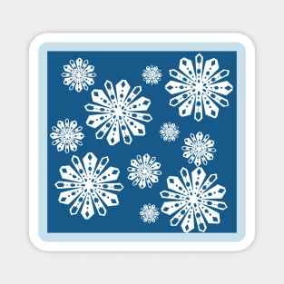 Dreidel Paper Snowflakes - Happy Hanukkah - Dark Blue Magnet