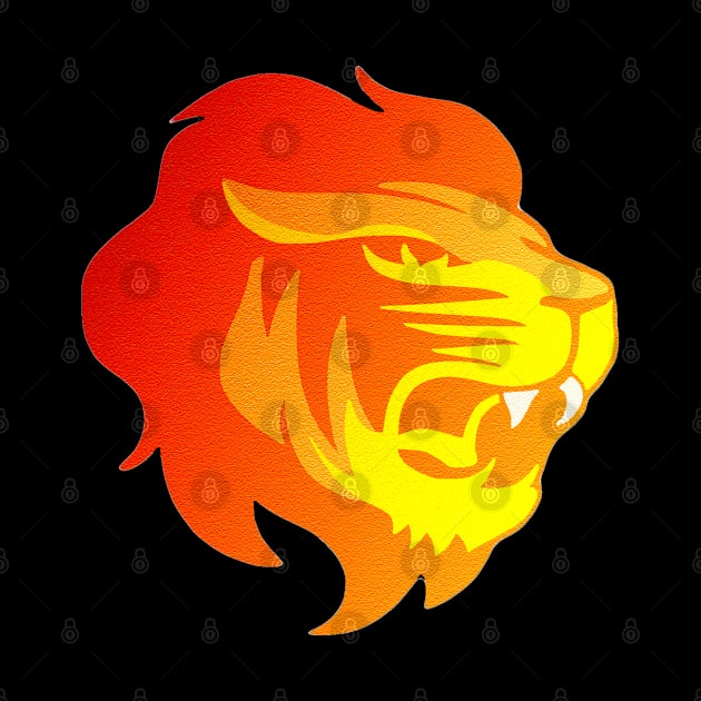 Raging Serious Fiery Lion with Mane by Normo Apparel