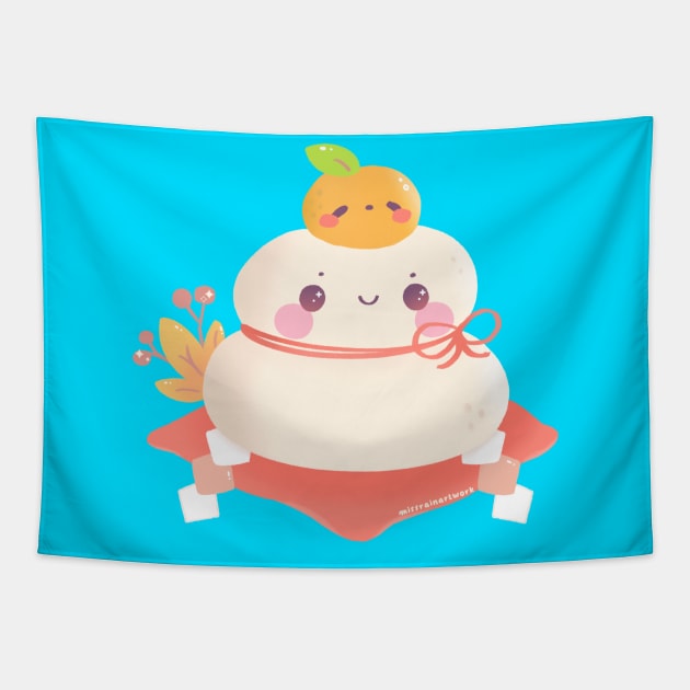 kagami mochi Tapestry by missrainartwork 