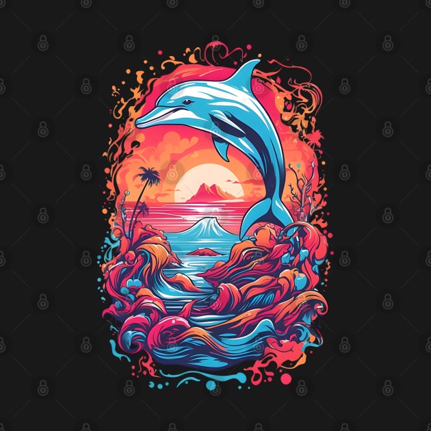 Beautiful Retro Dolphin Color Splash Design by TF Brands