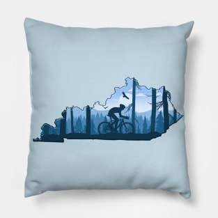 Bike Kentucky State Map MTB Mountain Biking Blues Pillow