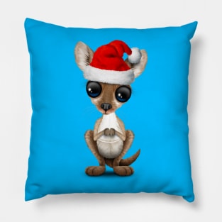 Christmas Kangaroo Wearing a Santa Hat Pillow