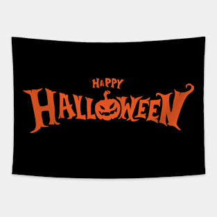 Happy Halloween pumpkin carving text Tapestry