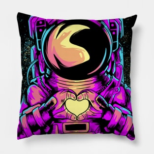 astronaut Love sign spaceman retro color Pillow