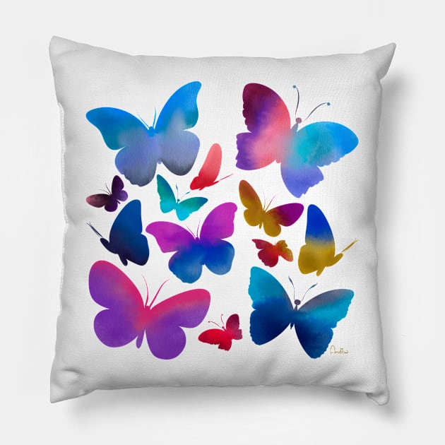 Abstract Multicolours butterflies Pillow by annalisaamato