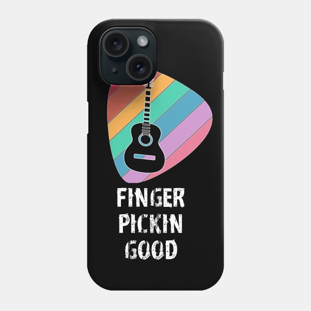 Finger Pickin Good funny guitar guitarist guitar pick rainbow Phone Case by Timeforplay