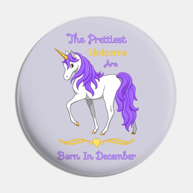 Pretty Purple Unicorns Are Born In December Pin by csforest