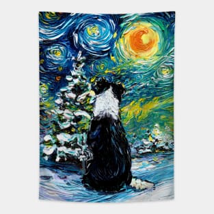 Border Collie Night (Winter) Tapestry