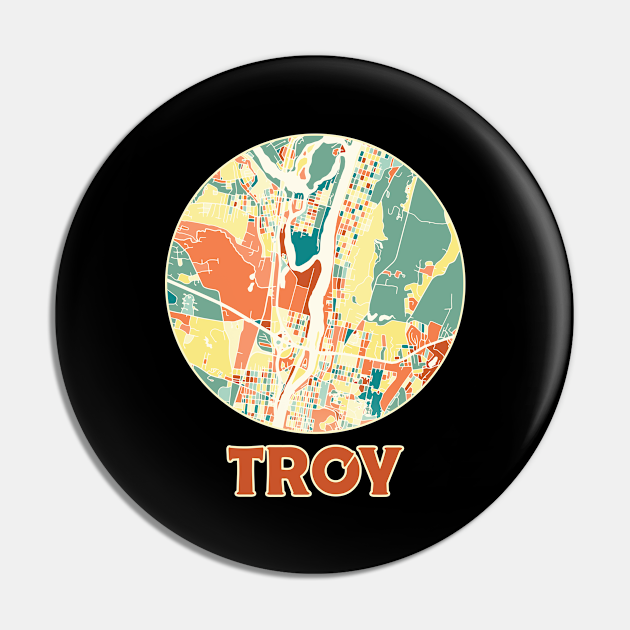 Troy New York map in mozaique colors Troy Pin TeePublic