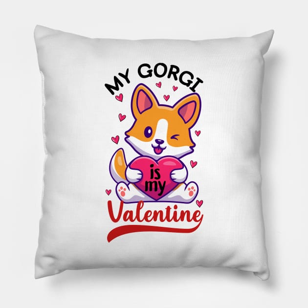 Corgi Is My Valentine Pillow by DragonTees