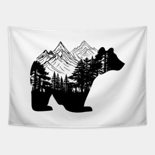 Bear with mountains and forest Tapestry