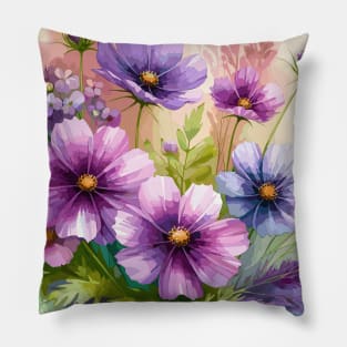 Purple Cosmos Flower Pillow