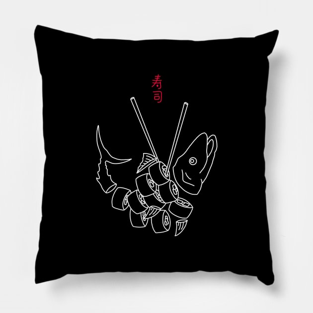 Tuna Sushi Minimalist Pillow by Kimprut