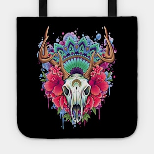 Stag Skull Floral Design by Lorna Laine Tote