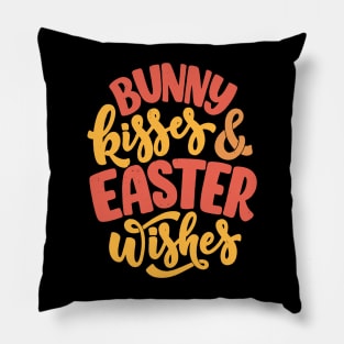 Bunny kisses and easter wishes typography quote Pillow