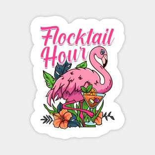Flamingo Flocktail Hour Funny Flamingo Lover Pun Magnet