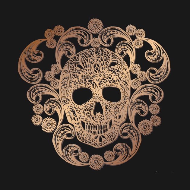 Gold Lace Skull by Cecilia Mok