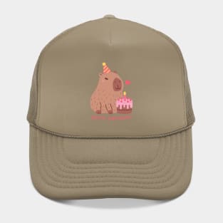 Cute Capybara And Cake, Happy Cappy Birthday Hat