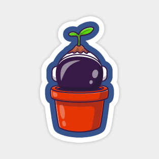 Astronaut Plant In Pot Cartoon Magnet