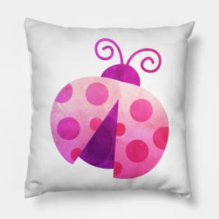 Watercolor Ladybug Red Pink Paintings Pillow