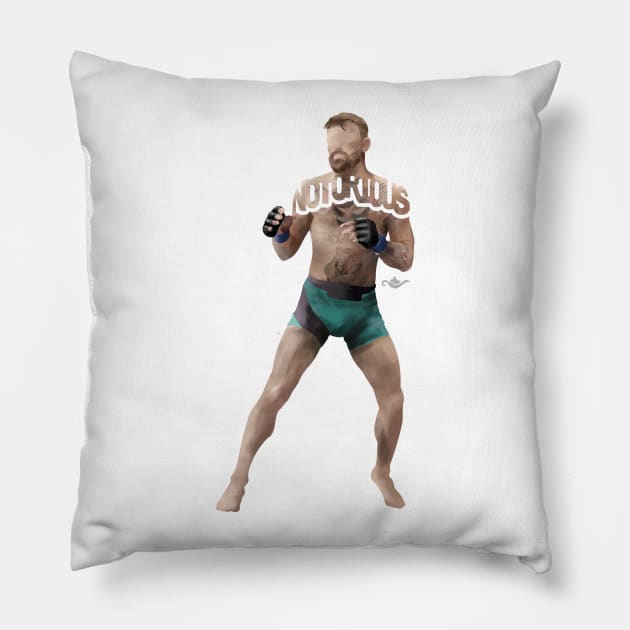 Conor McGregor Typography Design of Him In His Uniform Getting Ready to Fight. The Notorious Irish Mixed Martial Artist Pillow by grantedesigns