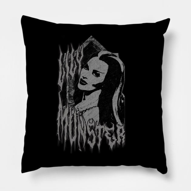 Lily Munster (Distressed Version) Pillow by The Dark Vestiary