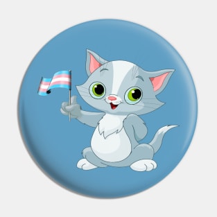 Cat Holding Transgender Flag Pin