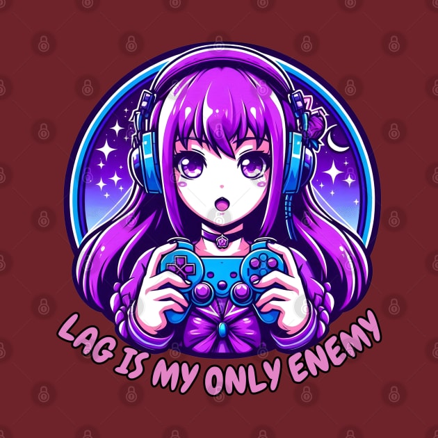 Gamer purple Anime girl by Japanese Fever