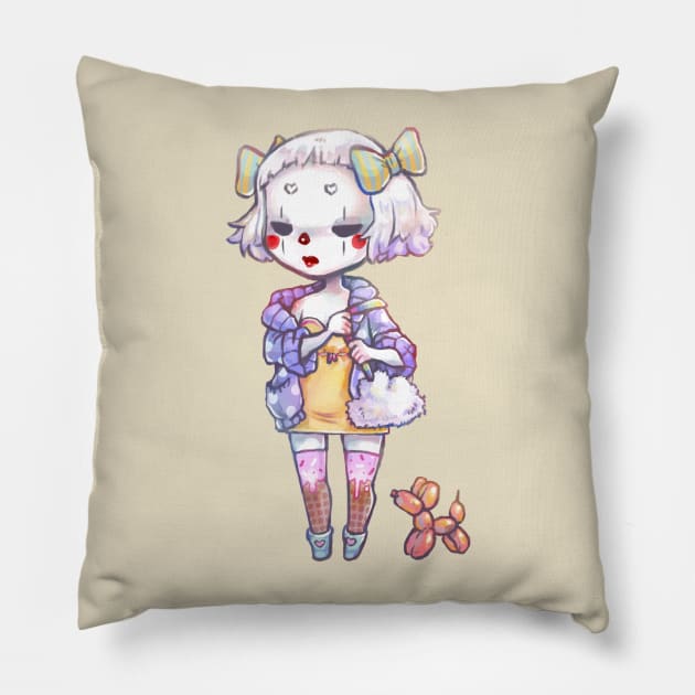 Clown girl Pillow by rejam