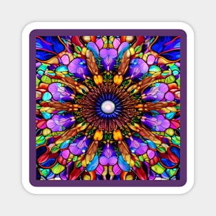 Crystalline Stained Glass Flower Mandala Magnet