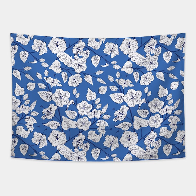 Blue Hibiscus Tapestry by SWON Design