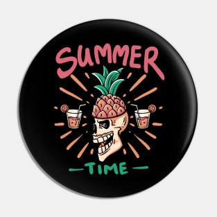 skull and summer pineapple fruit Pin