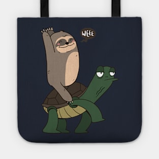 Cute Happy Sloth on Turtle Taxi Tote