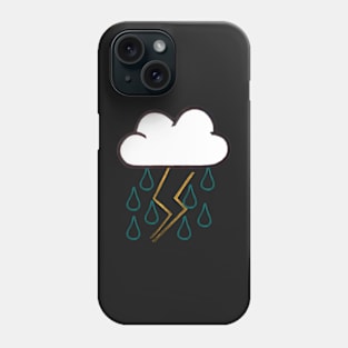 Colored Rainy and Stormy Cloud Design (Turquoise Blue) Phone Case