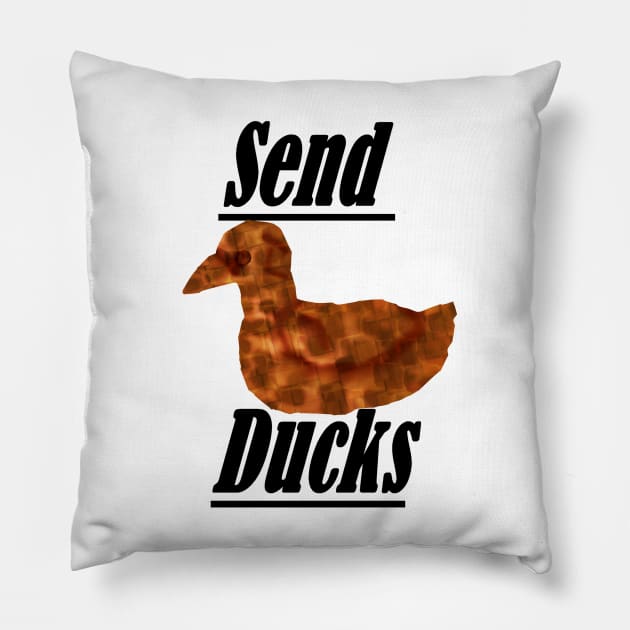 Send Ducks Adventure Zone Pillow by Blacklightco