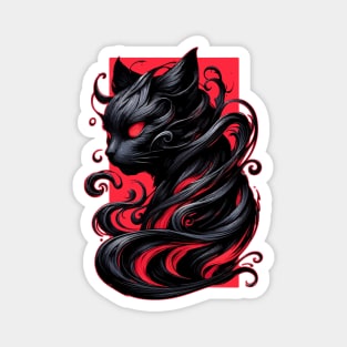 Cool Funny Abstract Art Black Cat Demon Magnet