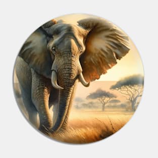 Gentle Giants: Majestic African Elephant Watercolor Pin