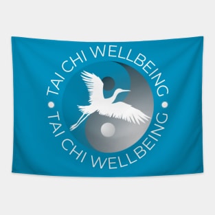 Tai Chi Wellbeing logo with white print Tapestry