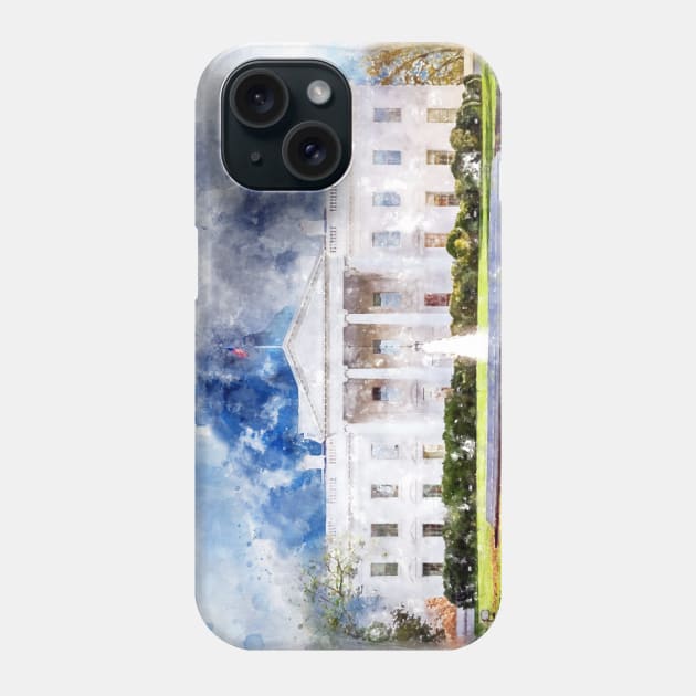 The White House in Washington DC Watercolor - 01 Phone Case by SPJE Illustration Photography