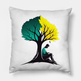 Book Reading under a Tree - Designs for a Green Future Pillow